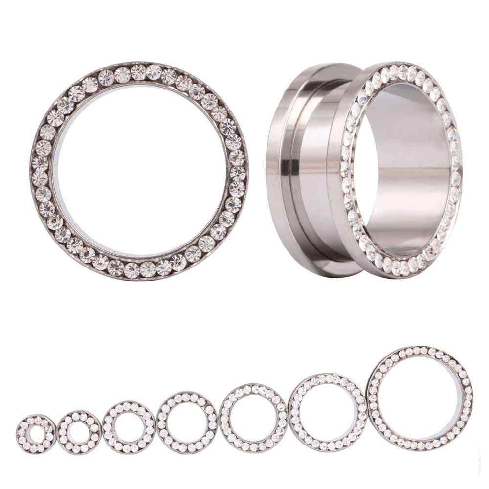 Body Jewelry - 2 pcs/lot Crystal Ear Tunnel Screw