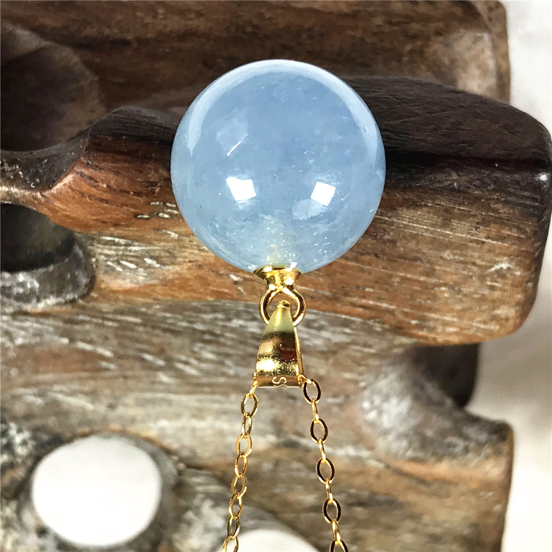 13mm Natural Blue Aquamarine P - огляд і ціна 925 Sterling Silver Chain Necklace Men