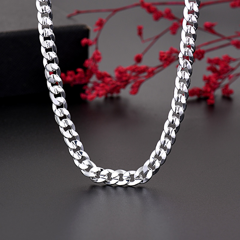 Hot 925 sterling Silver charm  - огляд і ціна Cuban Link Chain 12Mm